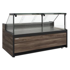 Витрина холодильная Carboma GC111 SV 1,5-1 (1008 Темный дуб) (газлифт, без боковин)