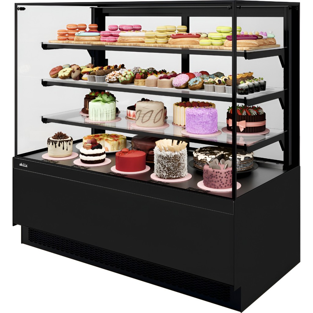 Витрина кондитерская Chilz VETE KUB LUX 90 черный муар, металлик