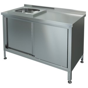 Стол-тумба производственный с мойкой МХМ СТКМЛ-1-1000*600 (мойка слева)