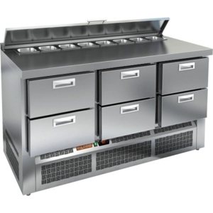 Стол холодильный для салатов HiCold SLE2-222SN (1/6) с крышкой